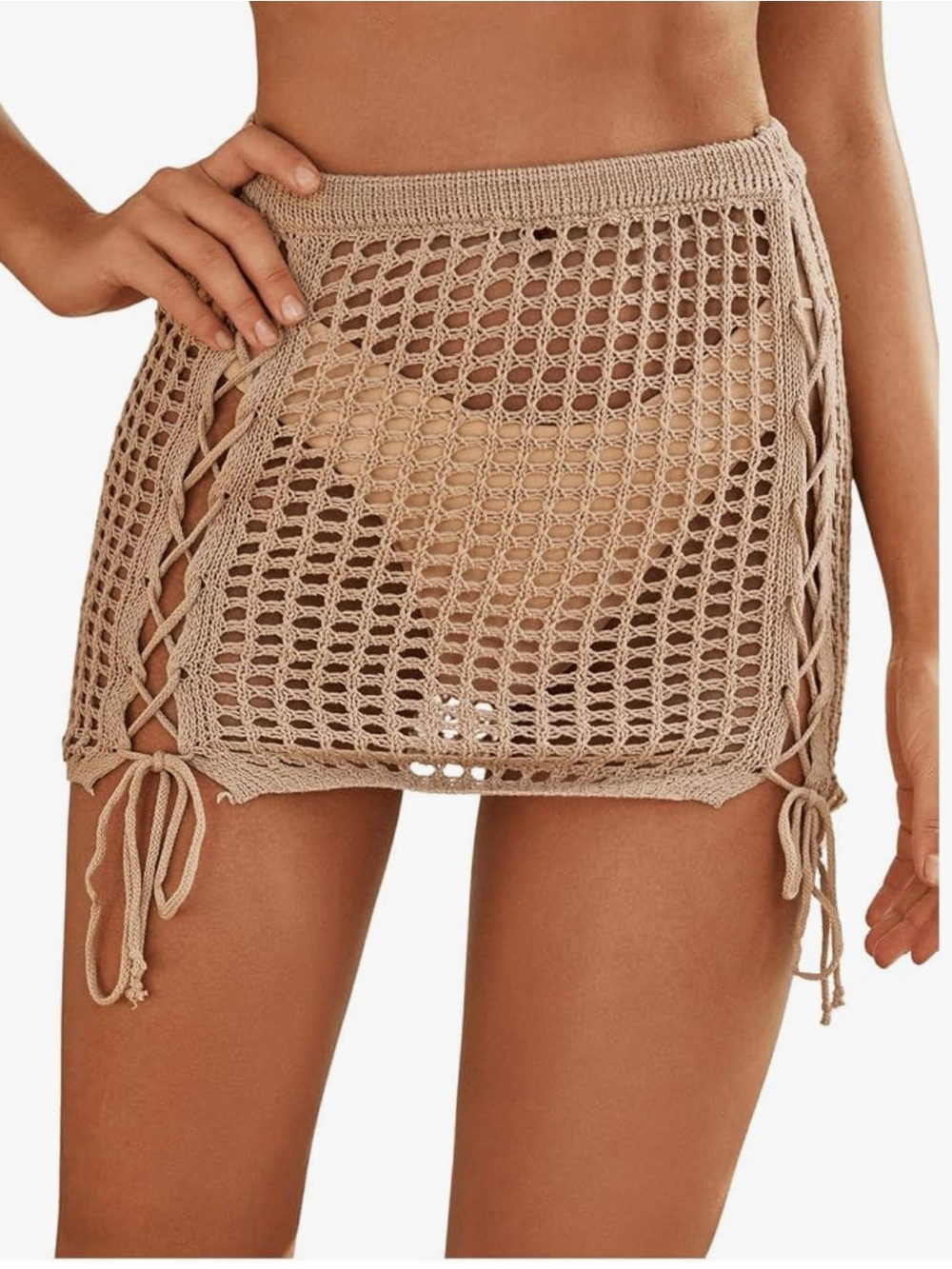 Women's Crochet Cover Up Mini Skirt XS